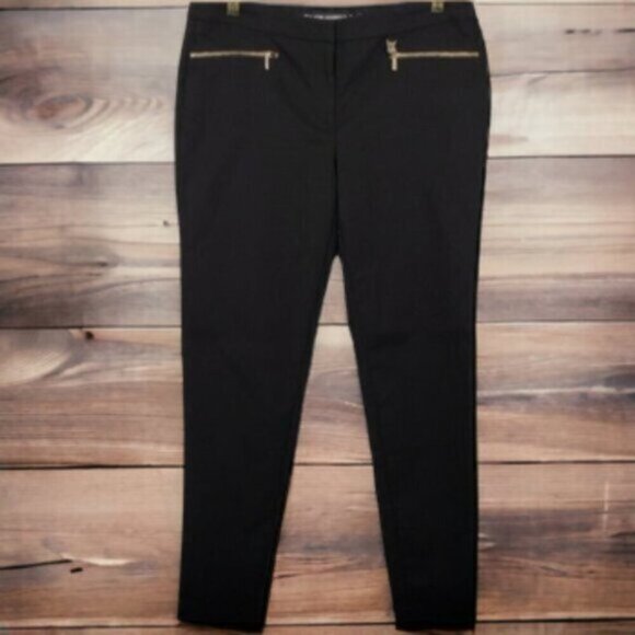 Karl Lagerfeld Paris Cropped Straight Skinny Black Dress Pant Gold Hardw… - Picture 16 of 16